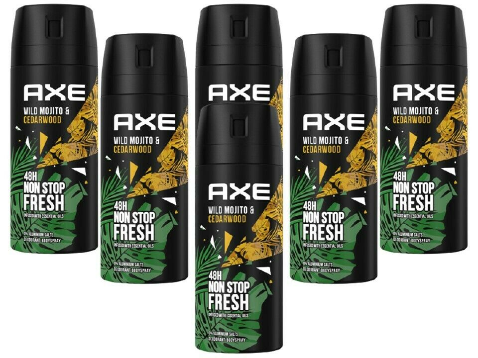 Deo Axe Wild 6x 150ml Deospray Deodorant Bodyspray Ohne Aluminium Herren Men